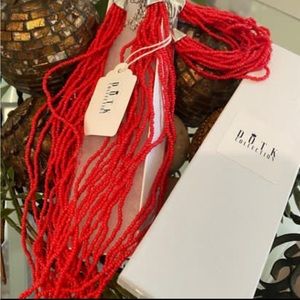 Red two piece beaded set